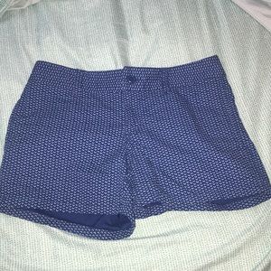 Blue patterned shorts!